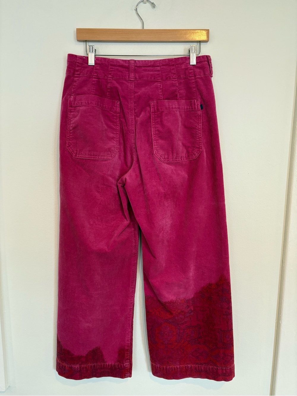 Anthropologie || The Skipper Corduroy Wide Leg Crop Pants Paisley Pink 28 - Picture 5 of 12